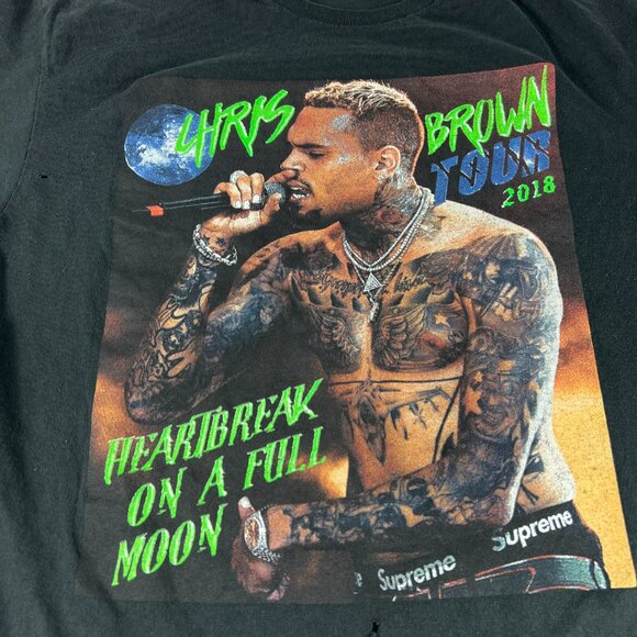 2018 Chris Brown Heartbreak On A Full Moon Tour Shirt Medium Black Thrashed Tee - Picture 6 of 14